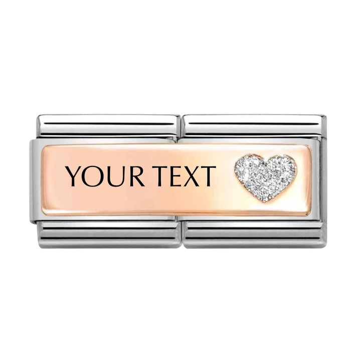 Nomination Classic Rose Gold Glitter Heart Double Charm