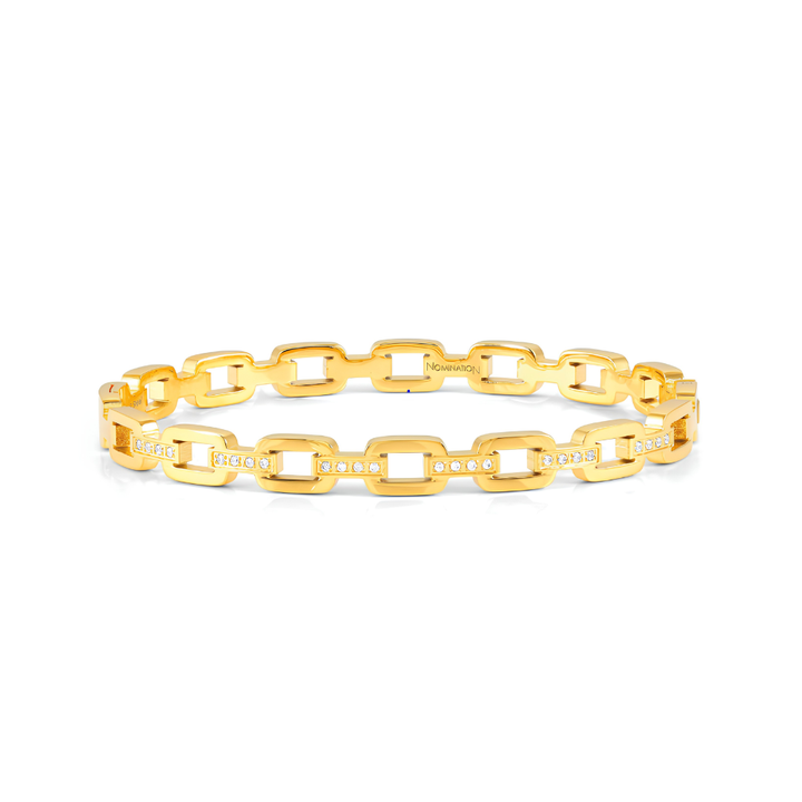 Nomination Gold Pretty CZ Rigid Chain Bangle