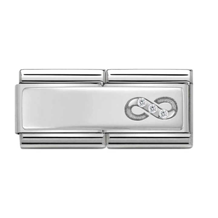 Nomination Classic Silver Engravable Double with CZ Infinity Symbol Charm