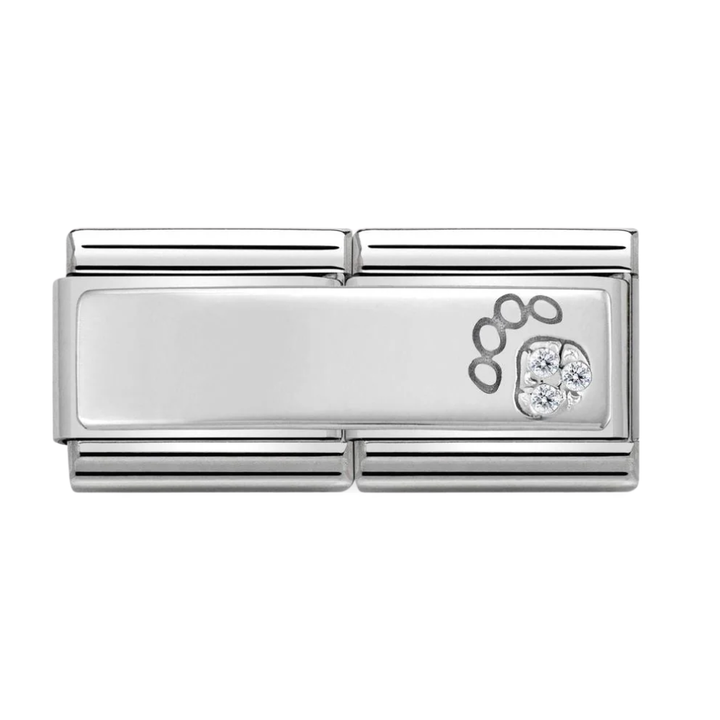 Nomination Classic Silver Engravable Double with CZ Paw Print Charm