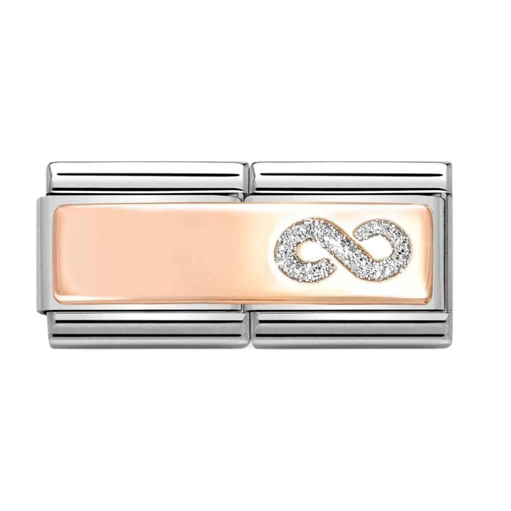 Nomination Classic Rose Gold Glitter Infinity Engravable Double Charm