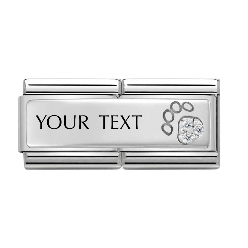 Nomination Classic Silver Engravable Double with CZ Paw Print Charm