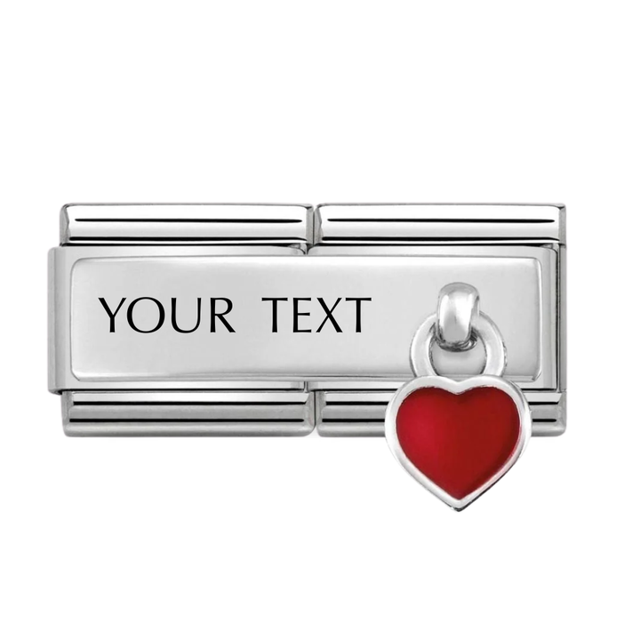 Nomination Classic Silver Engravable Double Dangle Red Heart Charm