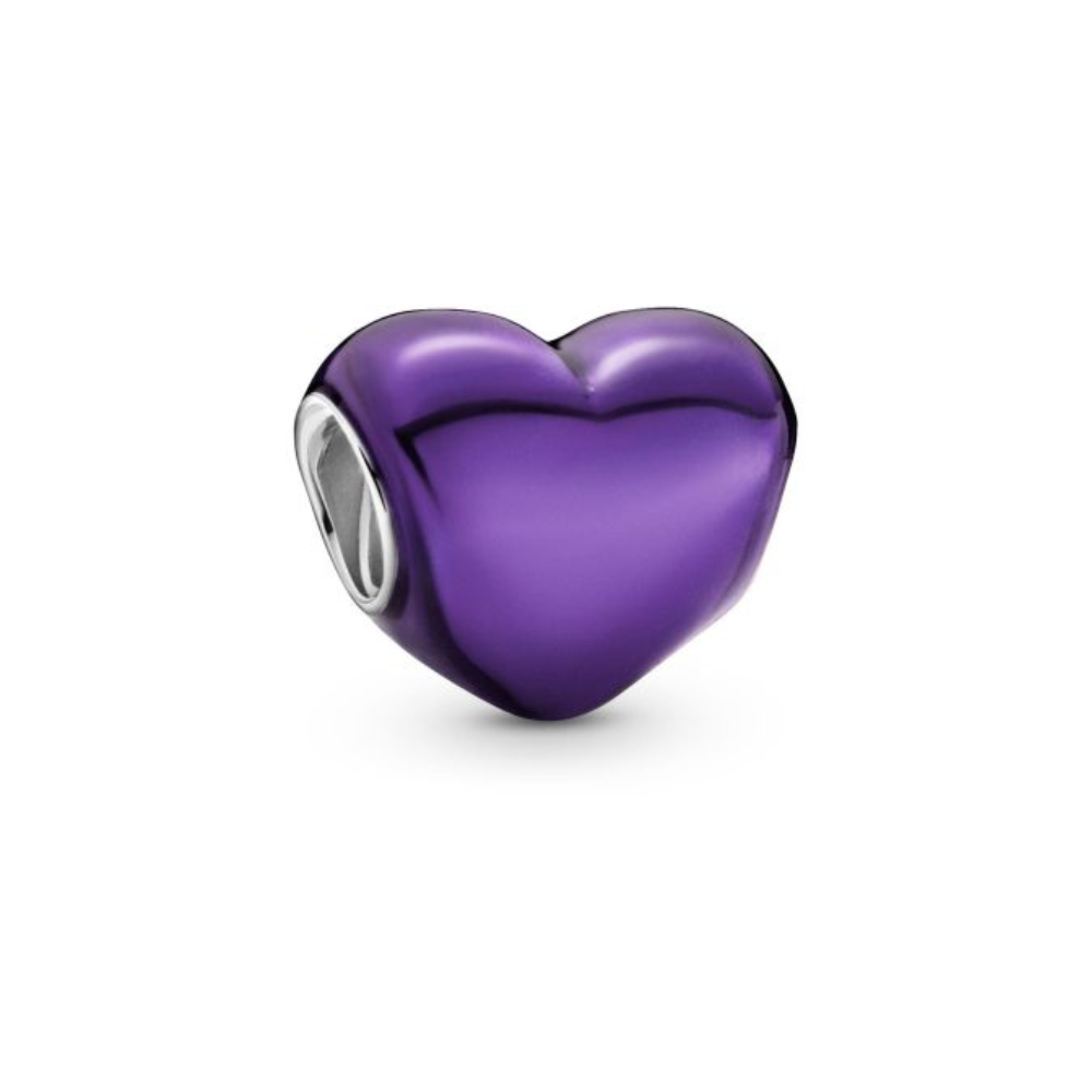 Pandora Silver Metallic Purple Heart Charm