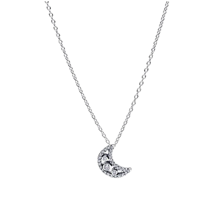 Pandora Silver Crescent Moon Pendant Necklace
