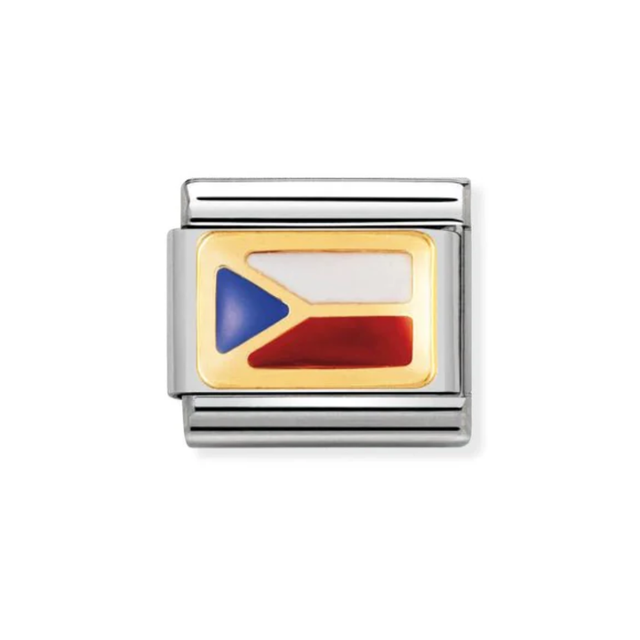 Nomination Gold  Classic Europe Flag Stainless  with Enamel CZech Republic Charm