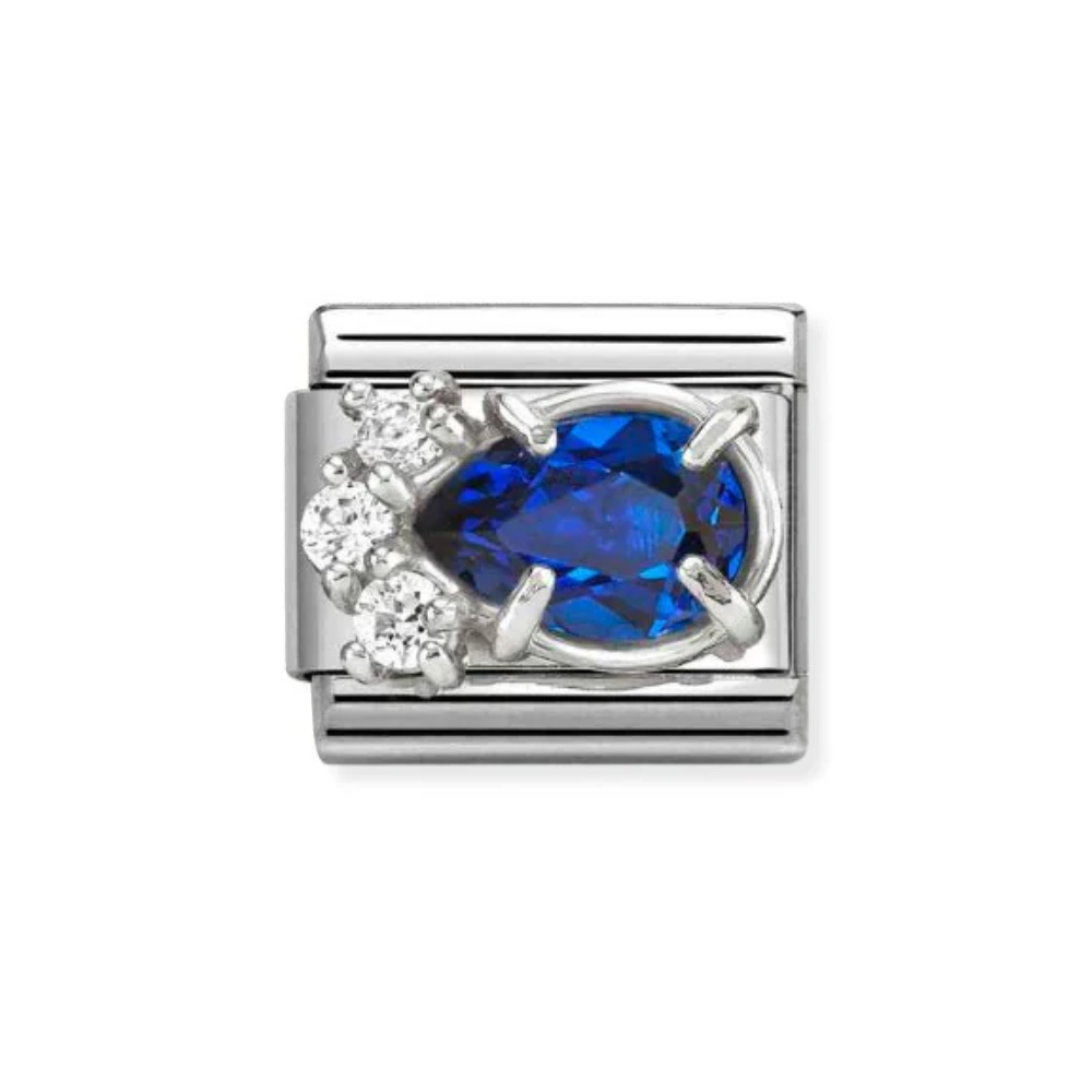 Nomination Silver and Blue  Classic Love , CZ and Drop Charm
