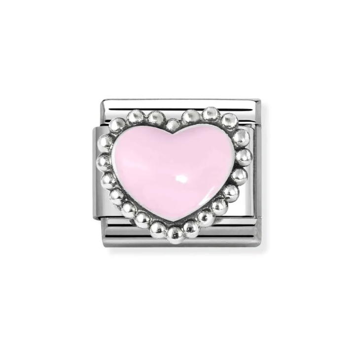 Nomination Classic Silver Pastel Pink Raised Heart Charm