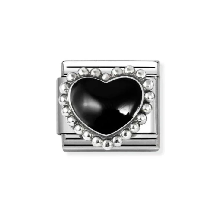 Nomination Silver  Classic Black Raised Heart Charm