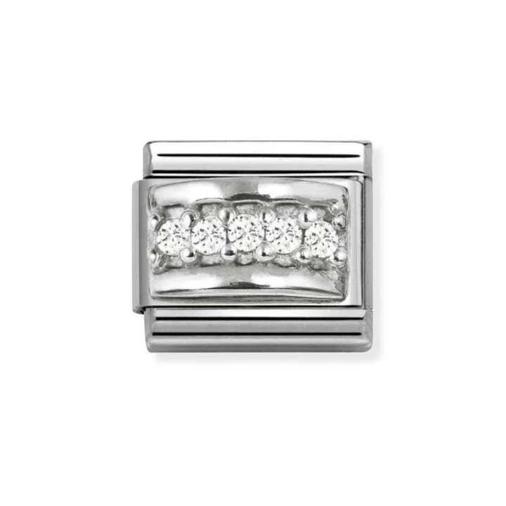 Nomination Silver and White  Classic Love Symbols  , Cubic Zirconia and Track Charm