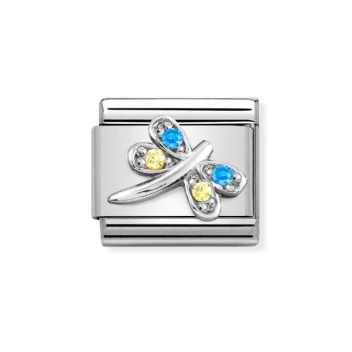 Nomination Silver Dragonfly With Blue and Yellow CZ Charm
