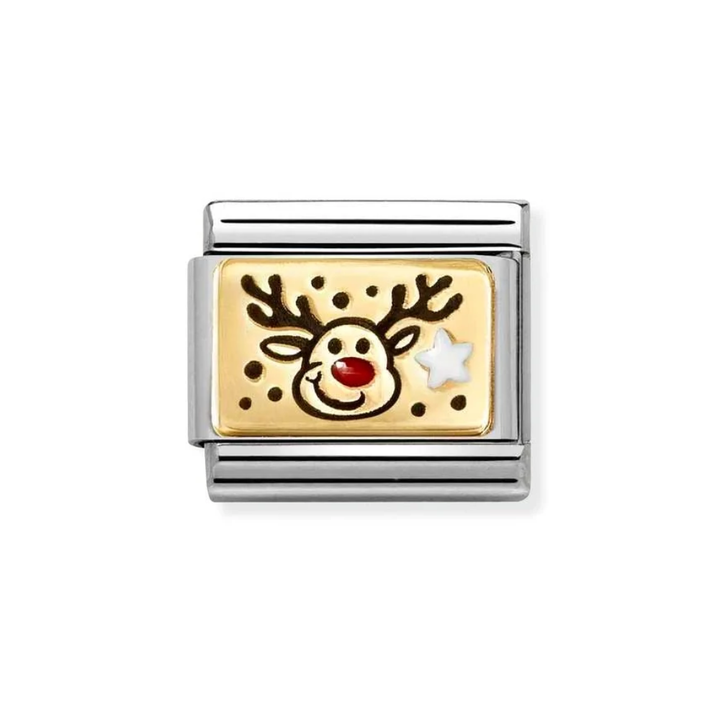 Nomination Classic Gold Rudolph with Red Nose Charm