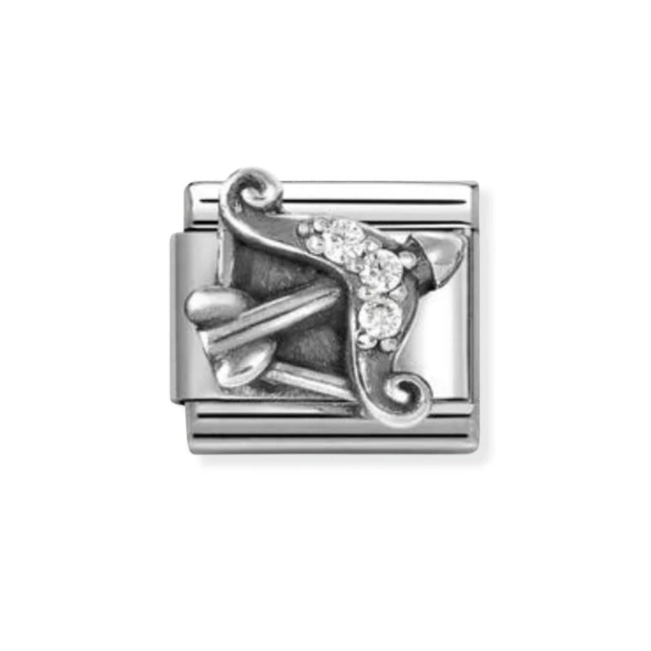 Nomination  Classic Sterling Silver Sagittarius White Cubic Zirconia Relief Charm