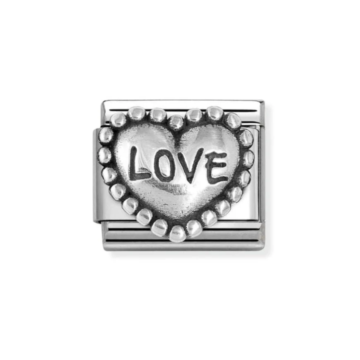 Nomination Classic Silver Love Beaded Heart Charm