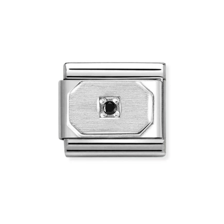 Nomination Silver Brushed Metal With Black CZ Charm