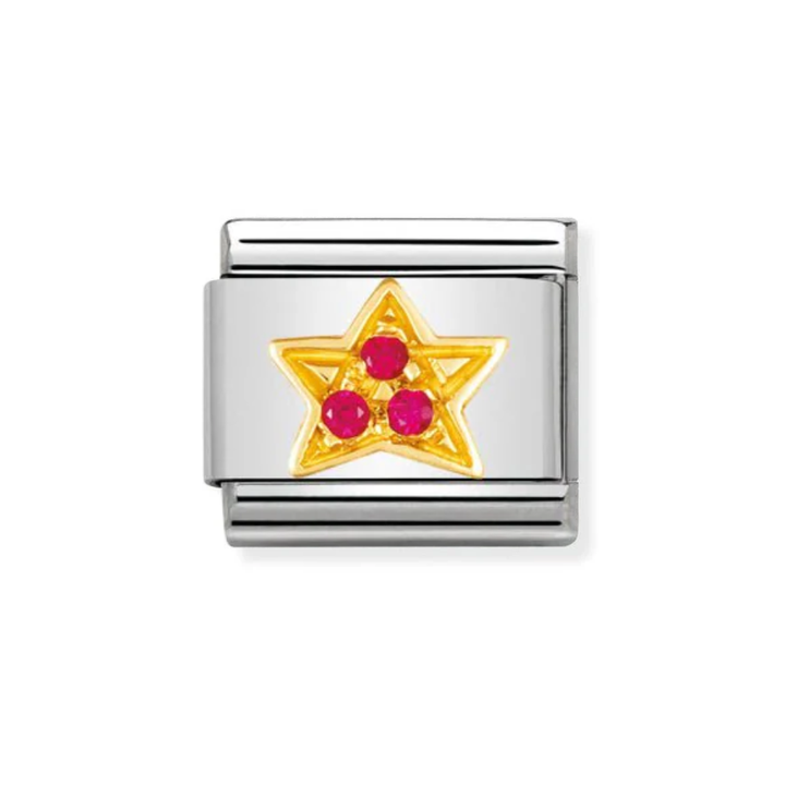 Nomination Gold and Red  Classic Fun Stainless  with Cubic Zirconia Star Charm