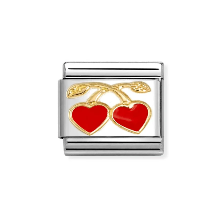 Nomination Classic Gold Enamel Red Heart with Cherries Charm
