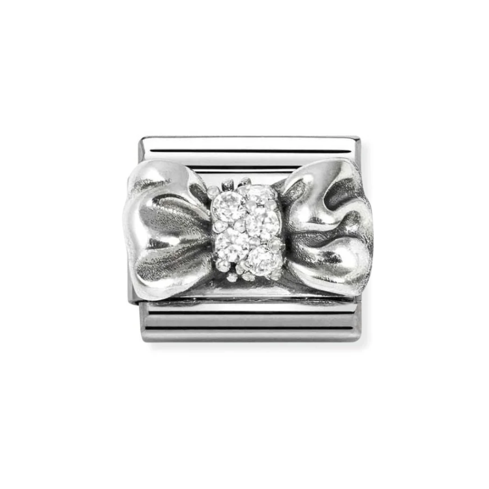 Nomination Classic Silver Cubic Zirconia Bow Charm