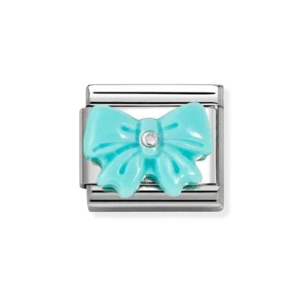 Nomination Classic Silver Turquoise Bow Charm