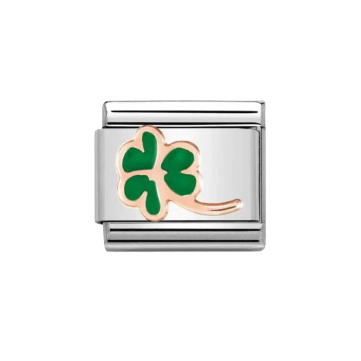 Nomination Rose Gold With Green Clover Charm