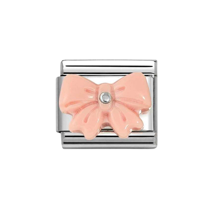 Nomination Classic Silver Pink Bow Charm