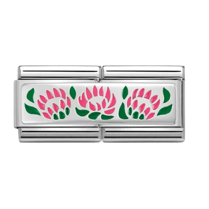 Nomination Silver Double 3 Protea Flowers Charm