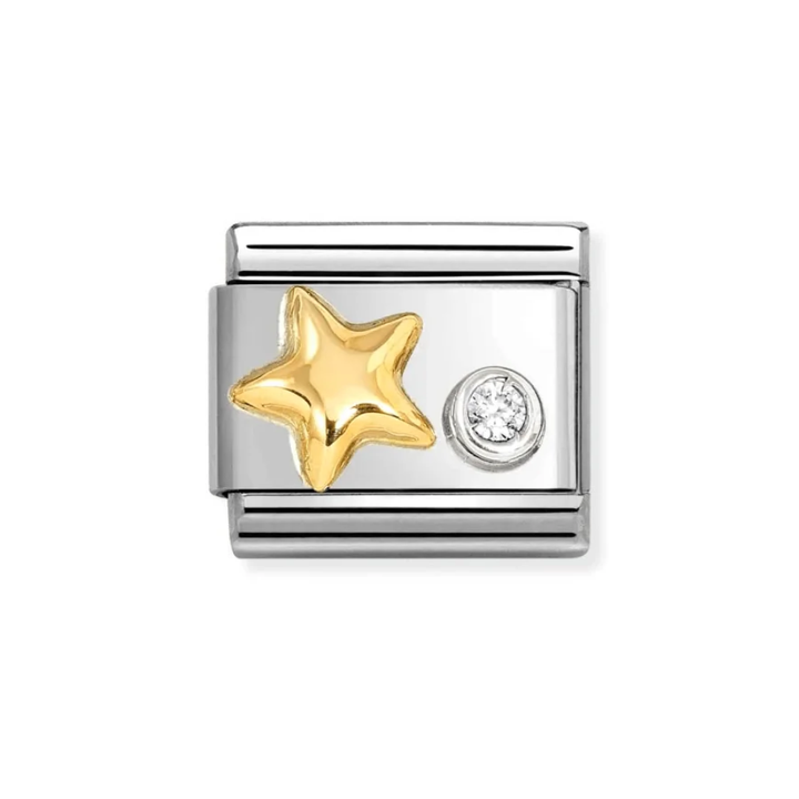 Nomination Classic Gold Raised CZ Star Charm