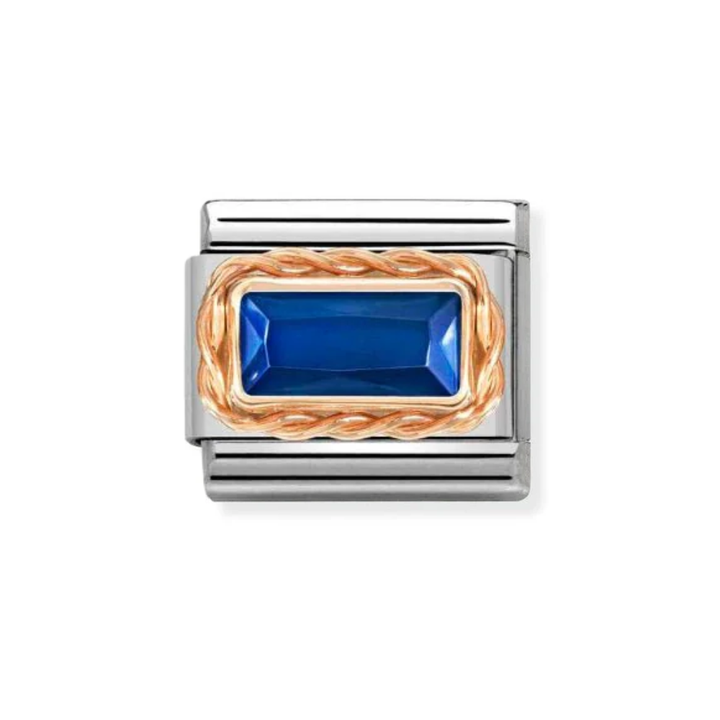 Nomination Rose Gold and Blue Baguette Setting Charm