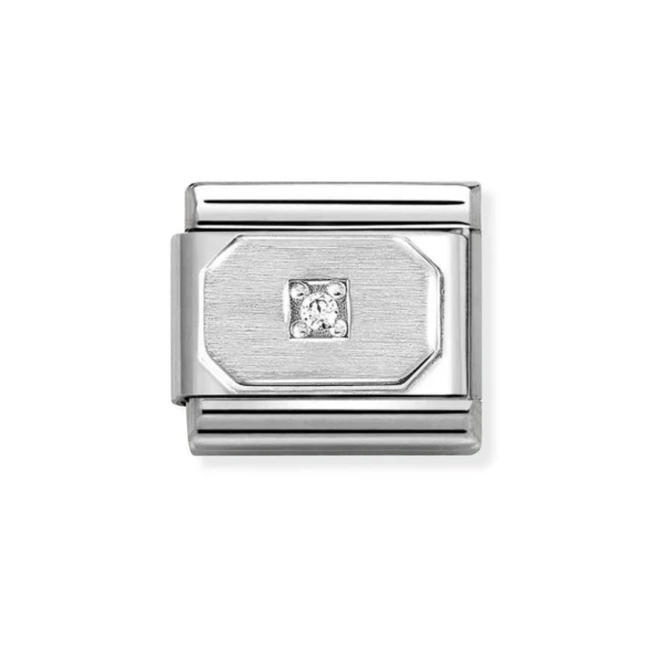 Nomination Silver Brushed Metal With Clear CZ Charm