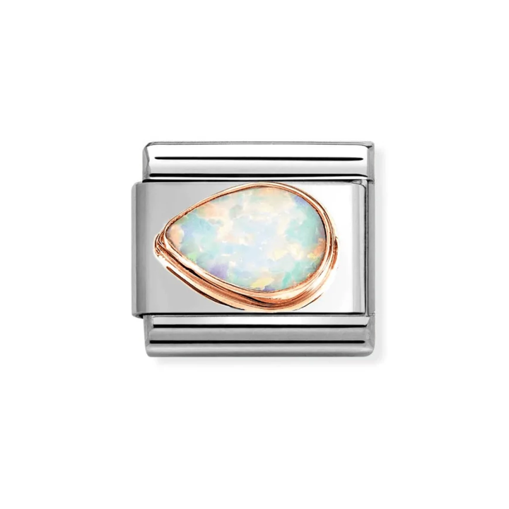Nomination Classic Rose Gold White Opal Left-Drop Charm