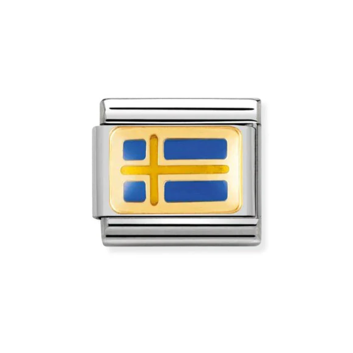 Nomination Gold  Classic Europe Flag Stainless  with Enamel Sweden Charm