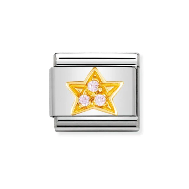 Nomination Gold and Pink  Classic Fun Stainless  with Cubic Zirconia Star Charm