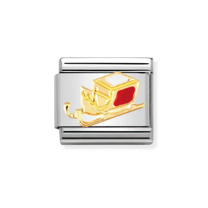 Nomination Gold  Classic Christmas Stainless  with Enamel Sledge Charm