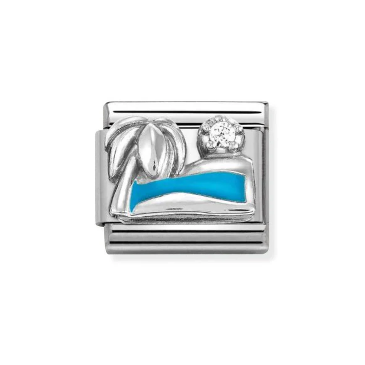 Nomination Silver Palm Tree with Blue Sea Charm