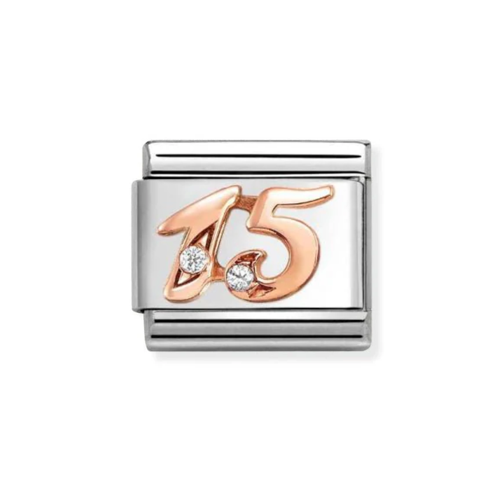 Nomination Rose Gold  Classic Numbers , Zircon 15 Charm