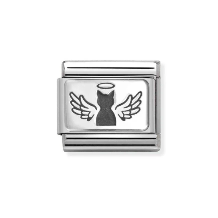 Nomination Silver Angel Cat With Wings Charm