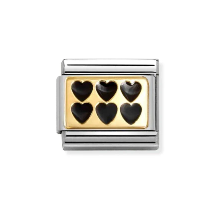 Nomination Gold With Black Hearts Charm