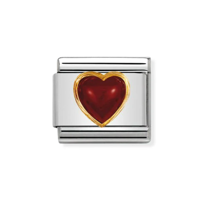 Nomination Gold and Red Heart with Agate Charm