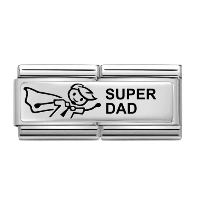 Nomination Silver Engraved  Classic Double  and Custom Super Dad Charm
