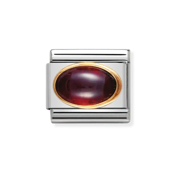 Nomination Gold Edge Oval Garnet Stone Charm