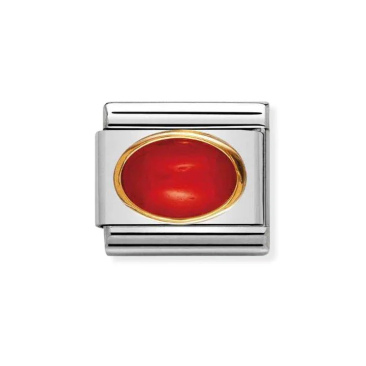 Nomination Gold Edged Coral Oval Stone Charm