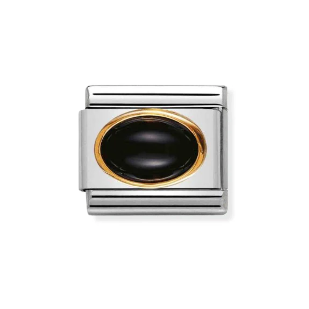 Nomination Gold Edged Black Agate Oval Stone Charm