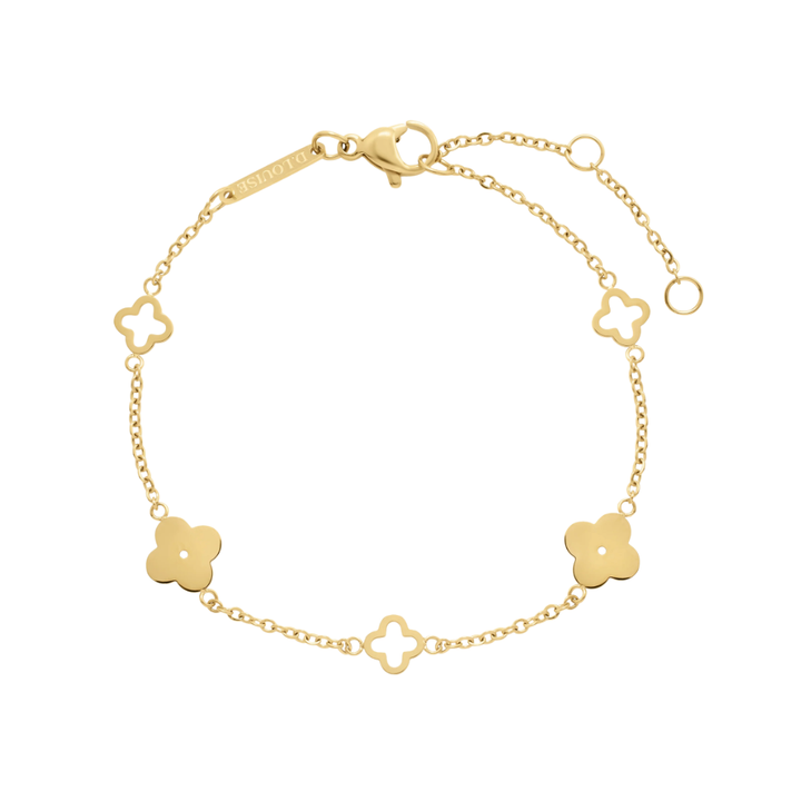 D.Louise Gold Multi Clover Gold Bracelet