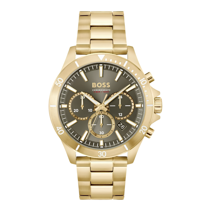 Boss Gold and Olive Green Mens Watch