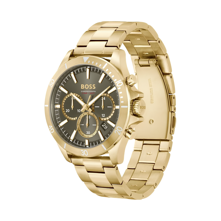Boss Gold and Olive Green Mens Watch