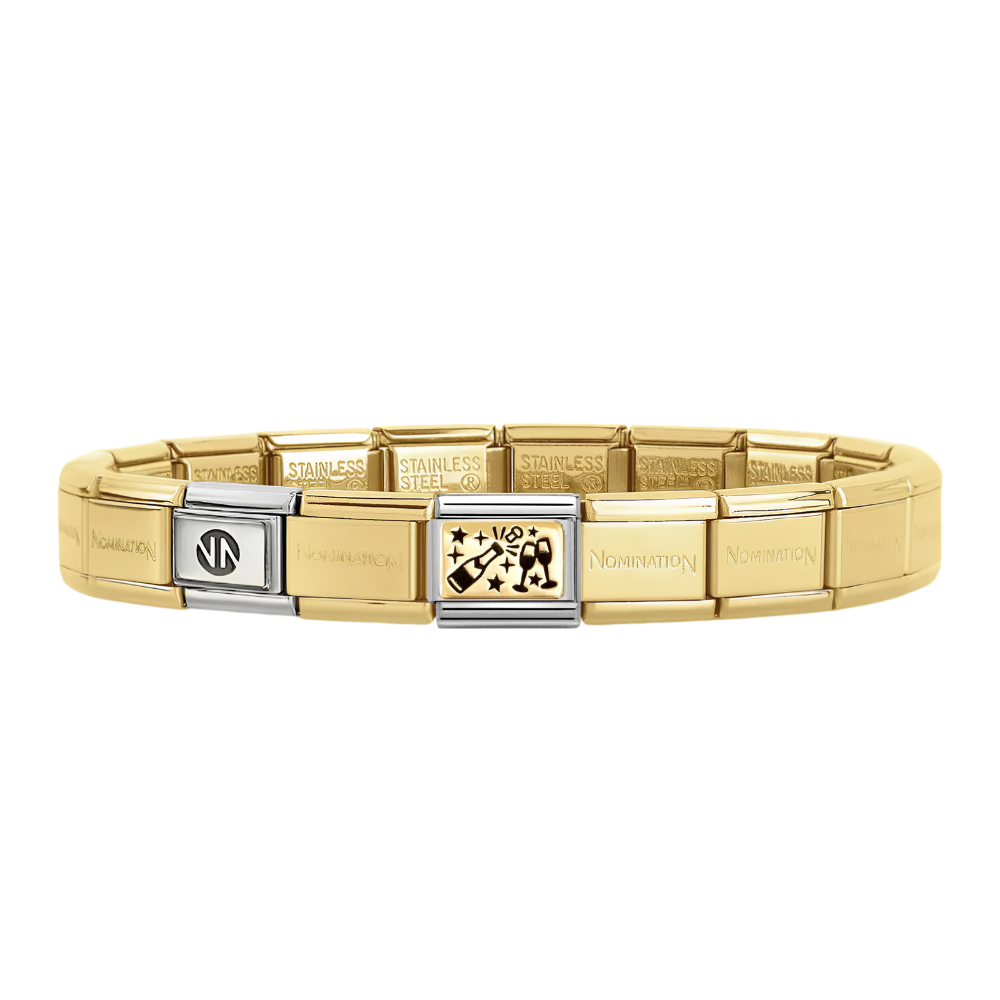 Nomination Gold Starter Bracelet With Gold Cheers Charm