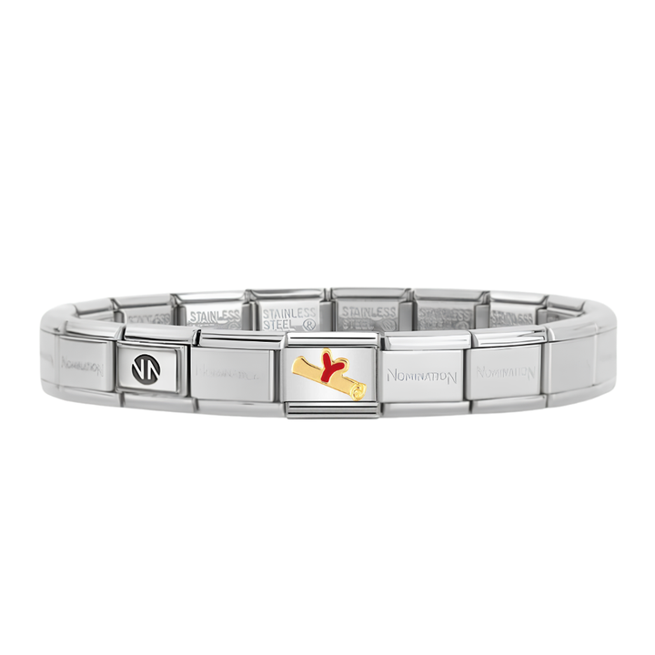 Nomination Silver Starter Bracelet With Gold Diploma Scroll Charm
