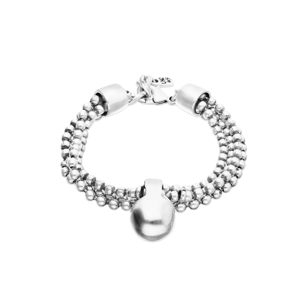 UNOde50 Silver Threads and Large Sphere Bracelet