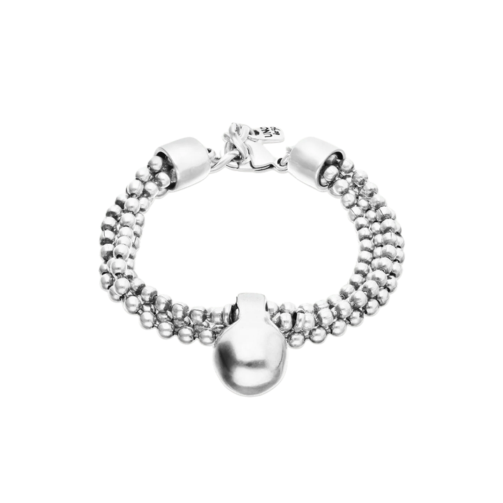 UNOde50 Silver Threads and Large Sphere Bracelet