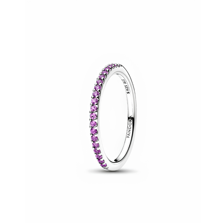 Pandora Silver Sparkling Purple Half Eternity Band Ring